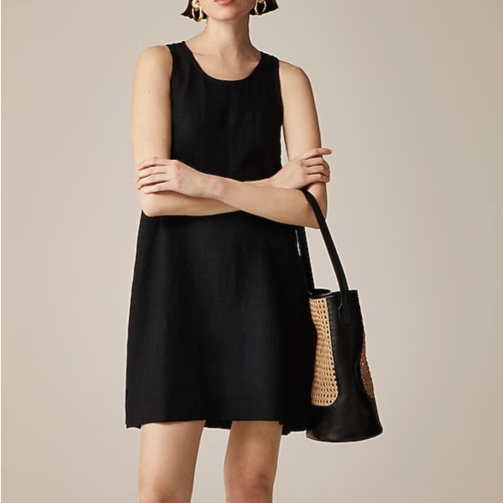 JCrew Maxine Button Back Linen Sleeveless Dress